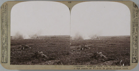 Cautiously working their way across the shell-swept plains of Picardy in the great Somme push.