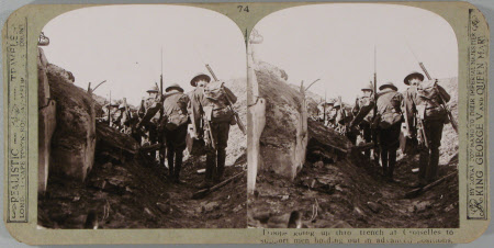 Troops going up thro trench at Croiselles to support men holding out in advance positions