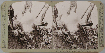 Zero hour! Prompt to the second, our men go over the top in an assault on Wytachaete Wood.