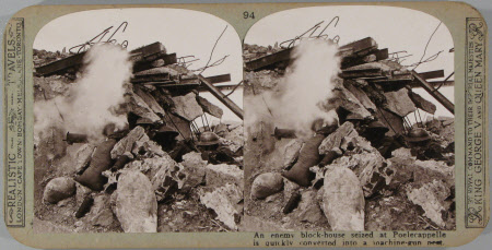 An enemy block-house seized at Poelecappelle is quickly converted into a machine-gun nest