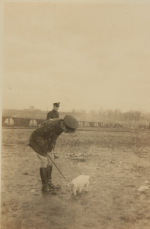 An army officer, probably the Hon. Cecil Edward Agar-Robartes ( 1892-1939), standing on wet open ...