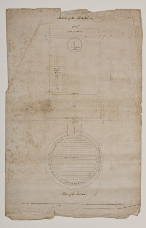 Section and plan of a pedestal