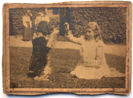 Possibly Alice May Paddon playing with a Springer Spaniel