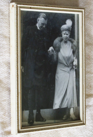 Queen Mary (1867-1953) leaving Peckover House, with Canon Mowbray Smith