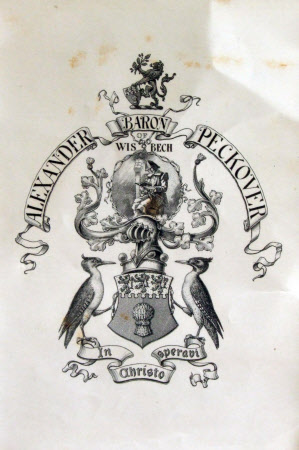 Bookplate of Alexander Peckover, 1st Baron Peckover of Wisbech, LLD, FLS, FRGS (1830-1919) 