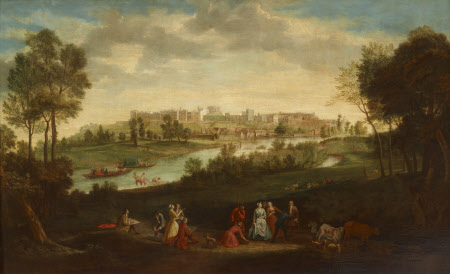 View of Windsor Castle, with Desporting Figures and Cattle in the foreground