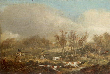 Pheasant Shooting; Two Guns and Pointers