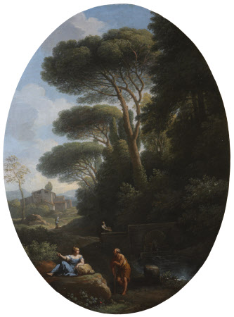 A Classical Landscape with a Man and a Woman conversing