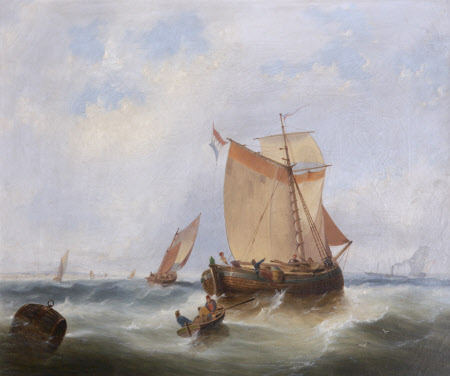 Fishing Boats and Steamboat in a Choppy Sea