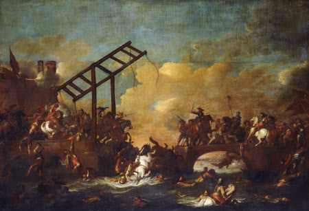 A Battle Scene with a Bridge