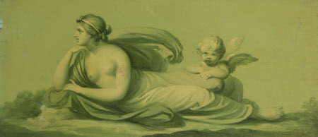 A Set of 16 Monochrome Painted Panels of Mythological Scenes: Venus and Cupid (?)