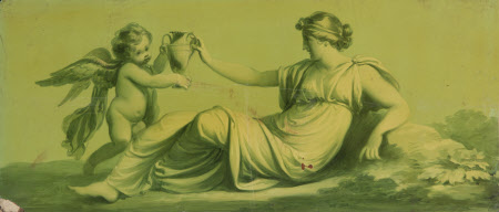 A Set of 16 Monochrome Painted Panels of Mythological Scenes: Venus and Cupid (?)