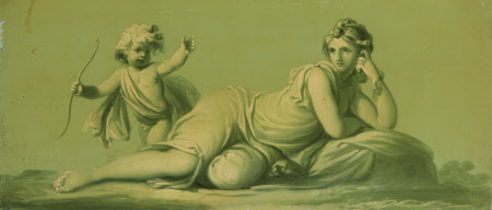 A Set of 16 Monochrome Painted Panels of Mythological Scenes: Venus and Cupid (?)