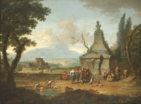 Landscape with Figures by a Classical Monument