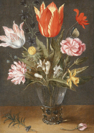 Still Life with Tulips in a Glass Vase 