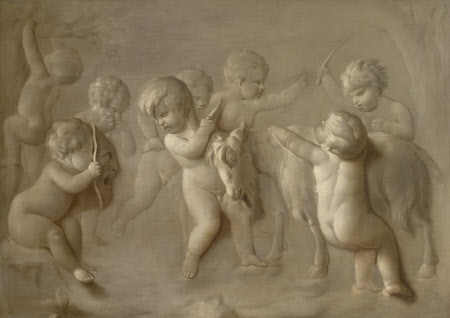 Cupids playing with a Goat; Cupids playing with an Infant Satyr