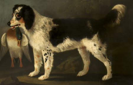 A Retriever with a Dead Duck in a Landscape