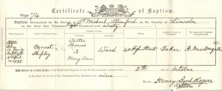 Baptism certificate