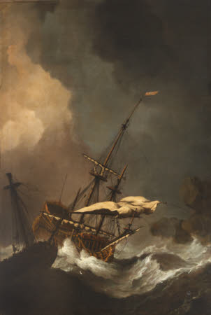 Storm: Two English Ships being Driven Ashore on to Rocks