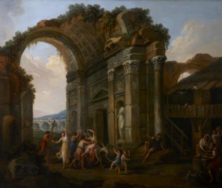 Procession of Classical Figures with Donkey and Tambourine