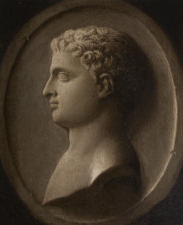 Medallion Profile Head of a Youth  (Grisaille Paintings of Classical Statuary: a set of eight ...