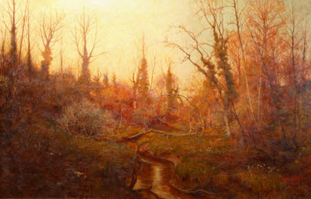 Woodland Scene with Stream and Daffodils 