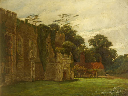 Ruins of Cowdray House with a Cottage