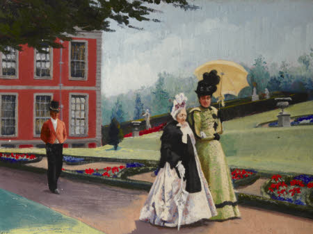 Going to Church at Stoke Edith: Lady Emily Graham, Lady Emily Foley (d.1900) with her Great-niece, ...