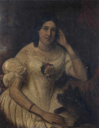 An Unknown Young Woman with Scottish Terrier, possibly Laura Calvert Arbuthnot, Lady ...