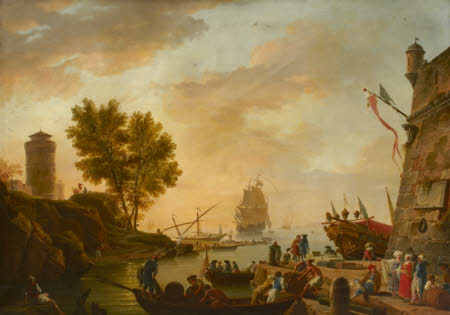Harbour Scene - Evening (after Claude-Joseph Vernet )