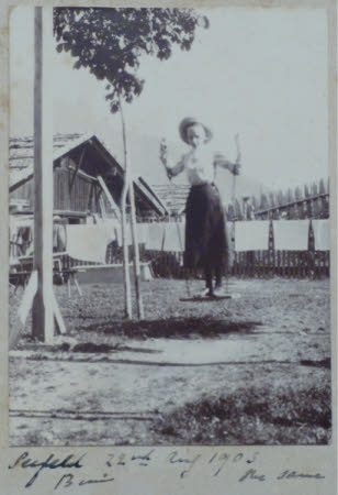 Edith Teresa Hulton, later Lady Berwick (1890-1972) on a swing, Seefeld - August 1903
