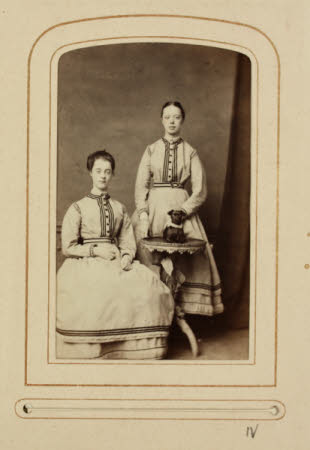 Two young girls; seated on the left is Mary Dickinson, later Viscountess Clifden (1853-1921) and ...