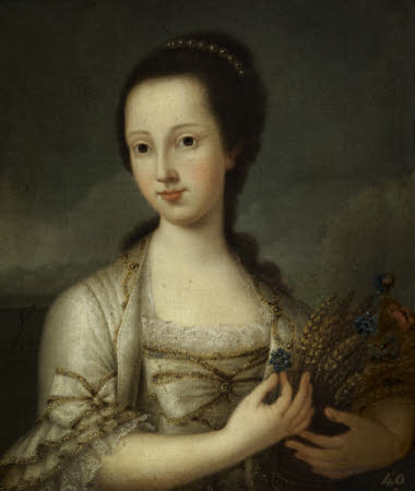 A Young Girl holding a Sheaf of Corn with Cornflowers (possibly Emma Cornewall, Mrs Thomas Vernon ...