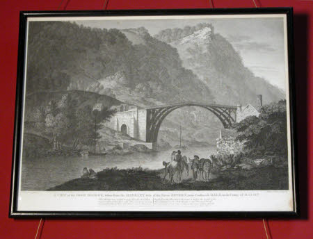 A view of the iron bridge Taken from the Madeley Side of the River Severn, near Coalbrookdale in ...