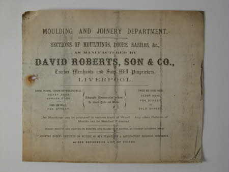  David Roberts, Son and Co., Liverpool. Moulding and Joinery Department