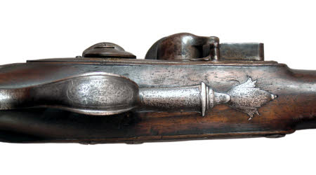 Kedleston Hall, 108523.1, one of pair of iron barrelled flintlock blunderbusses, condition survey, 2005 © National Trust / Brian Godwin