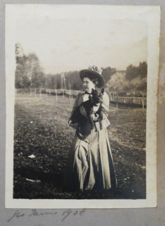 Gioconda Mary Hulton (1887-1940) with Tenace the dog in Tarvis, Austria,1908