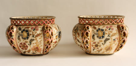 A pair of Zsolnay Pecs dishes.