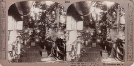 (190) Under the sea in a 'U' boat. The torpedos are released on their path of death through these ...