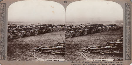Hundreds of guns captured by the Australians and Candians at Couralette in Battle of the Somme