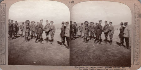 Kitchener in happy mood, praises officers and ? For their heroic at the Dardanelles.