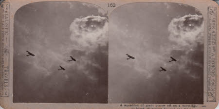  A squadron of giant planes off on a moonlight raid to bomb objectives beyond the Rhine.