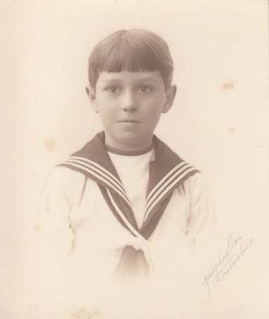 Photograph portrait of Cyril, cropped, wearing a sailor suit
