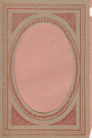 Pink and red paper frame with oval aperture