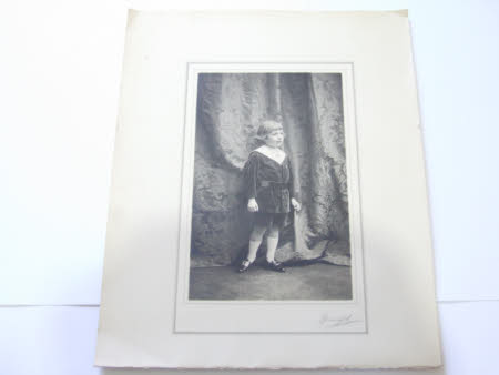 Photograph portrait of a young boy in a velvet suit, probably Cyril.