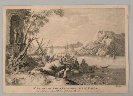 St.Anthony of Padua Preaching to the fishes (after Salvator Rosa) 