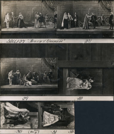 Six scenes from "Henry of Navarre", by William Devereux.  Cast possibly including Julia Neilson ...