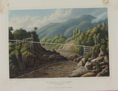 Islands of the West Indies - The Rabacca or dry river, Soufrier mountain in the distance, St. ...