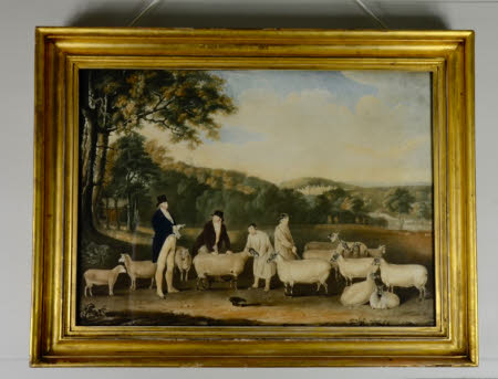 Thomas William Coke. 1st Earl Leicester, M.P. (1752-1842) inspecting some of his Southdown sheep ...