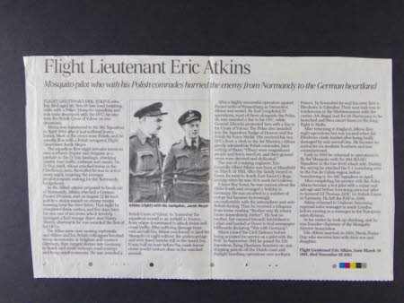 Flight Lieutenant Eric Atkins
Mosquito pilot who with his Polish comrades harried the enemy from ...